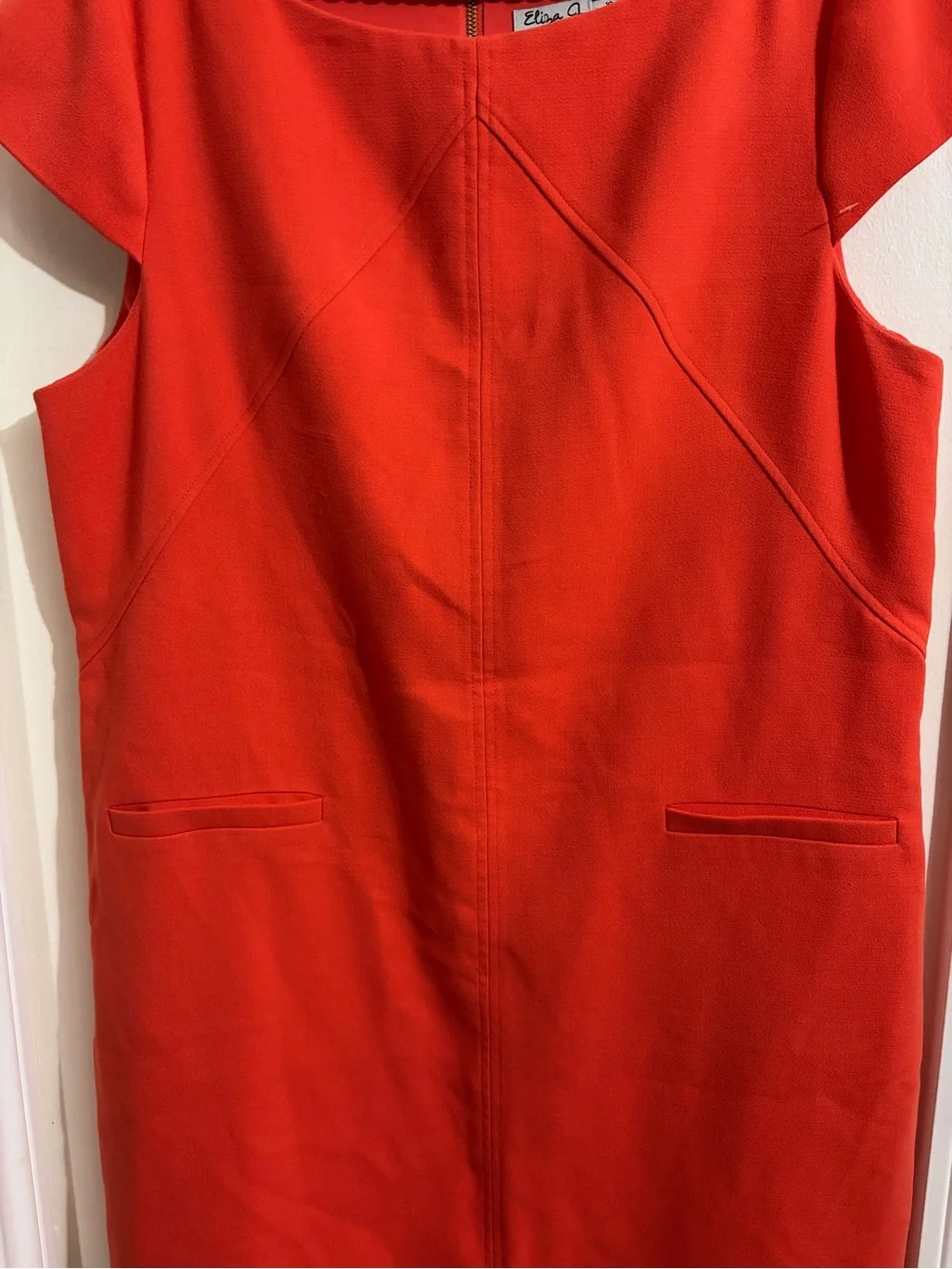 Eliza J Red Cap-Sleeve Shift Dress - Picture 4 of 11